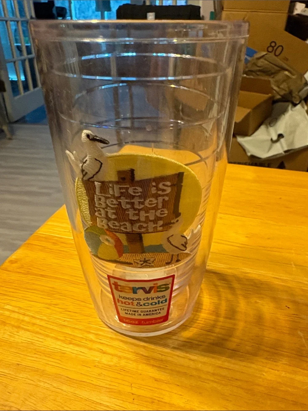 tervis Clear Insulated Tumbler with Yellow Beach Graphic